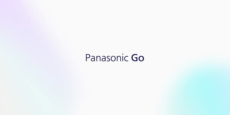 A photo of the new Panasonic Go initiative logo with a bright gradient background.